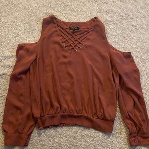 Cold Shoulder Rust Top